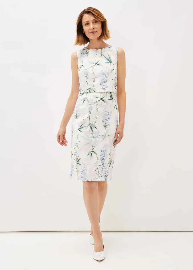Women Phase Eight Occasion Dresses Francine Double Layer Scuba Dress Ivorymulti