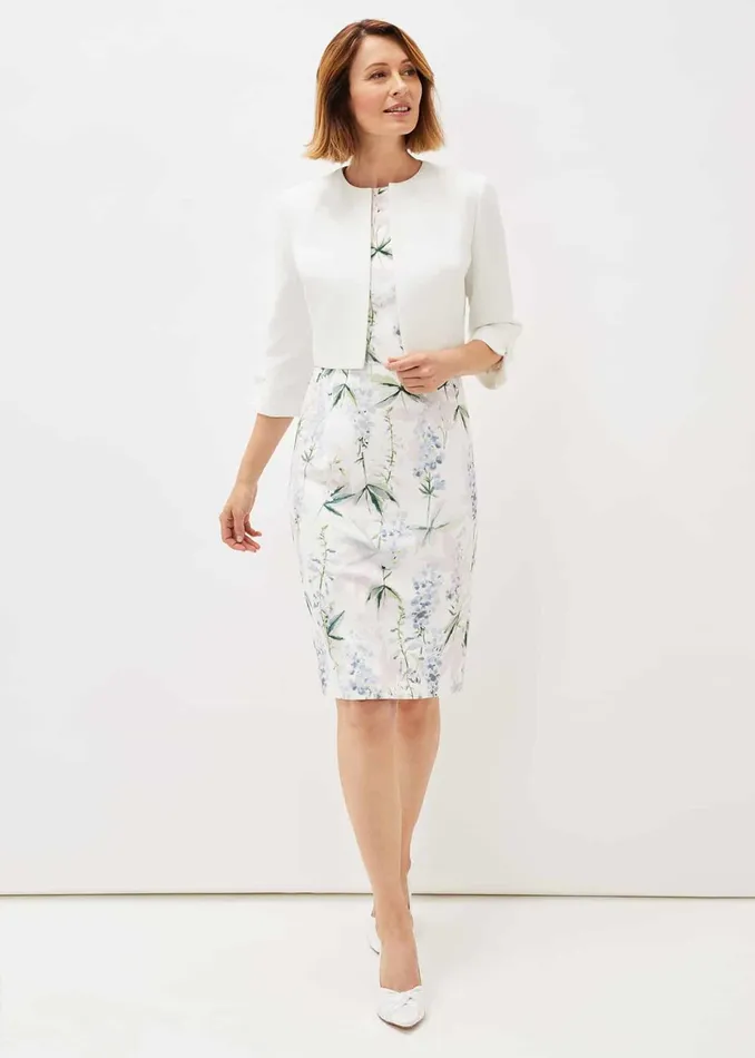 Women Phase Eight Occasion Dresses Francine Double Layer Scuba Dress Ivorymulti