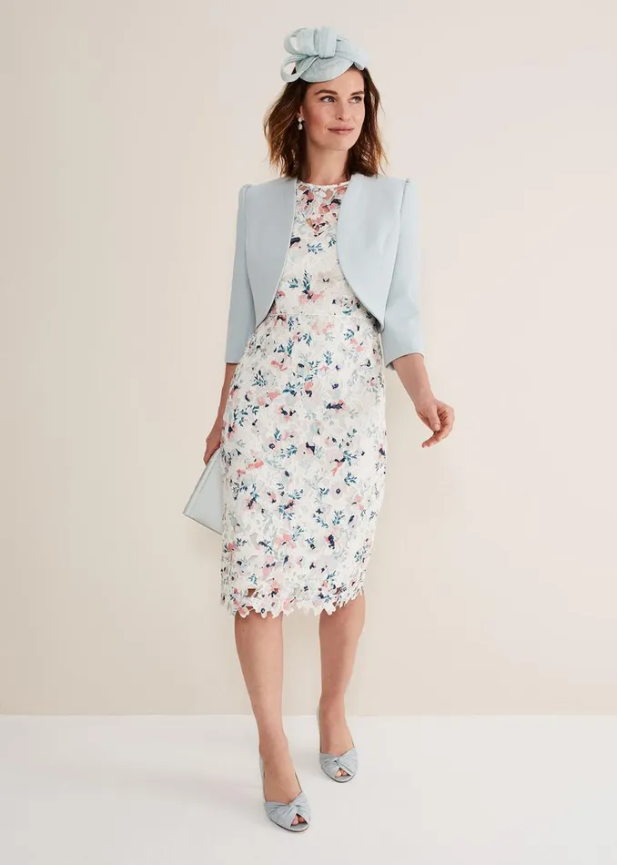 Women Phase Eight Occasion Dresses Franky Floral Lace Dress Ivorymulti