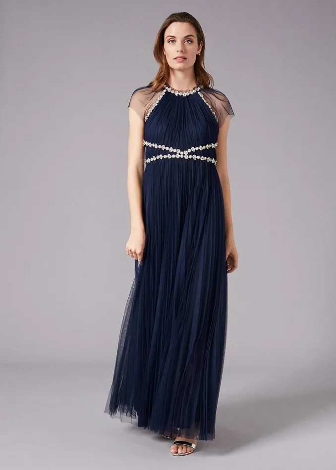 Women Phase Eight Occasion Dresses Gerona Pleated Tulle Dress Navy