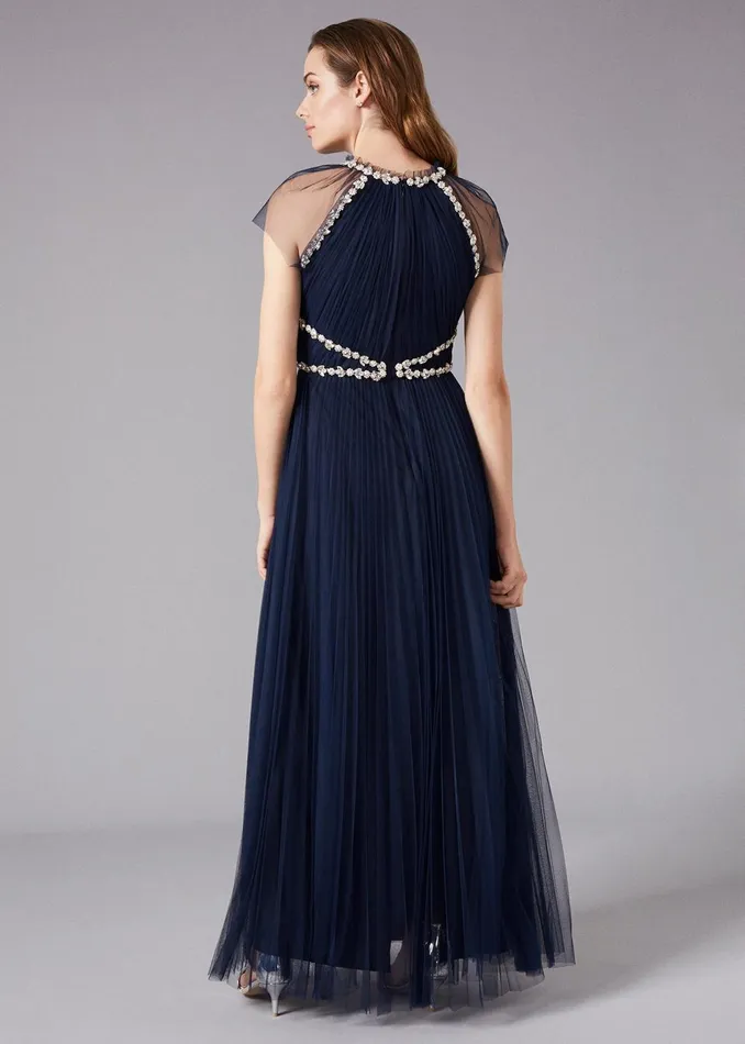 Women Phase Eight Occasion Dresses Gerona Pleated Tulle Dress Navy