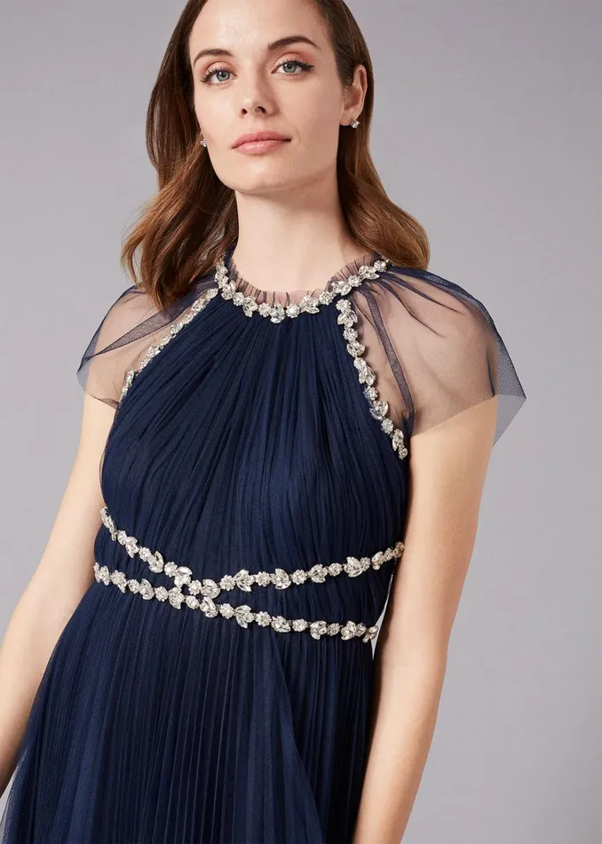 Women Phase Eight Occasion Dresses Gerona Pleated Tulle Dress Navy