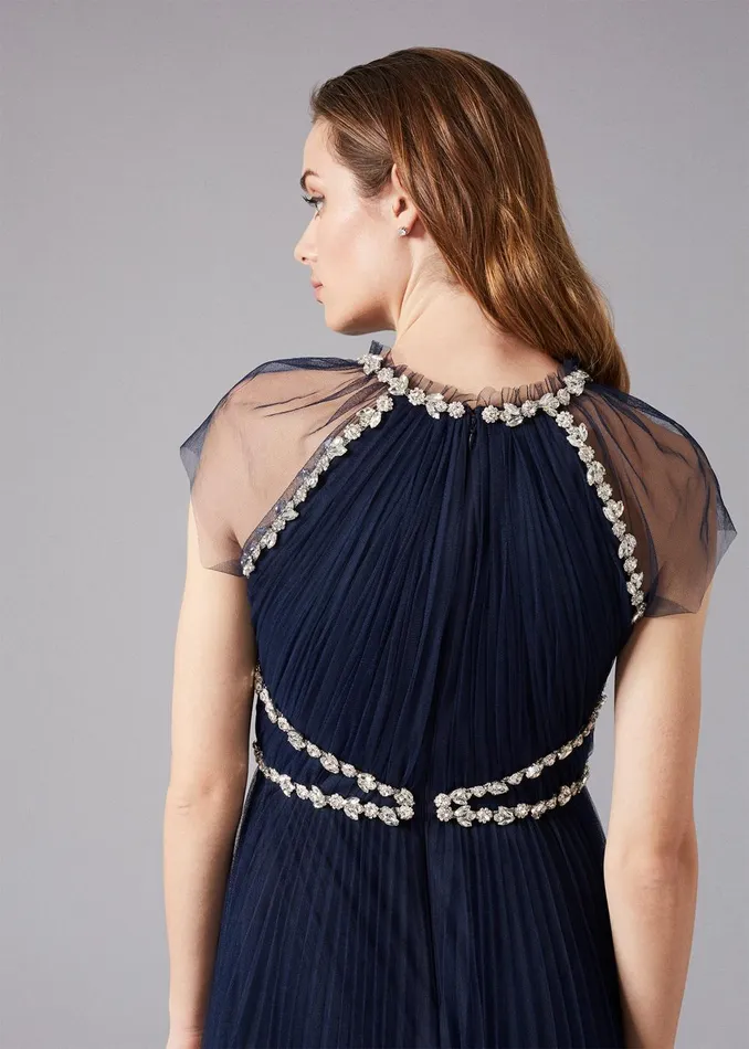 Women Phase Eight Occasion Dresses Gerona Pleated Tulle Dress Navy