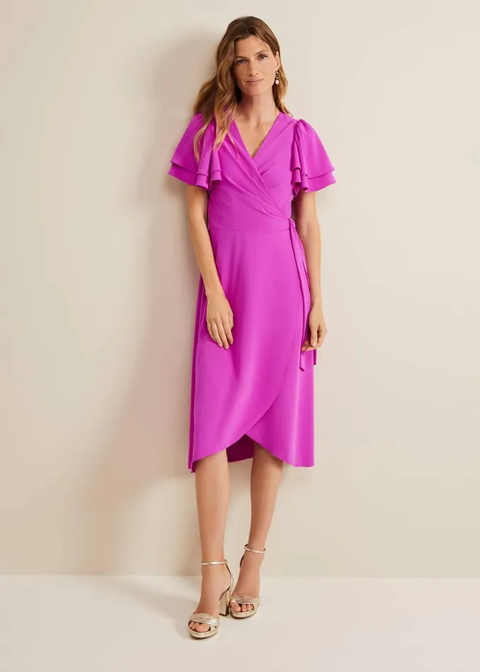 Women Phase Eight Occasion Dresses Gian Magenta Wrap Midi Dress Magenta