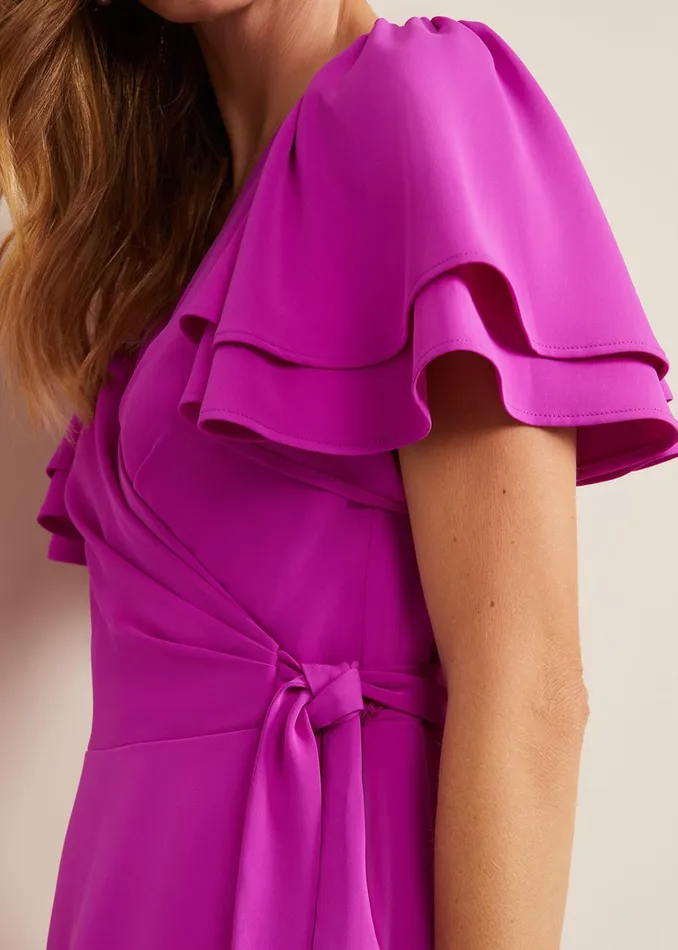 Women Phase Eight Occasion Dresses Gian Magenta Wrap Midi Dress Magenta