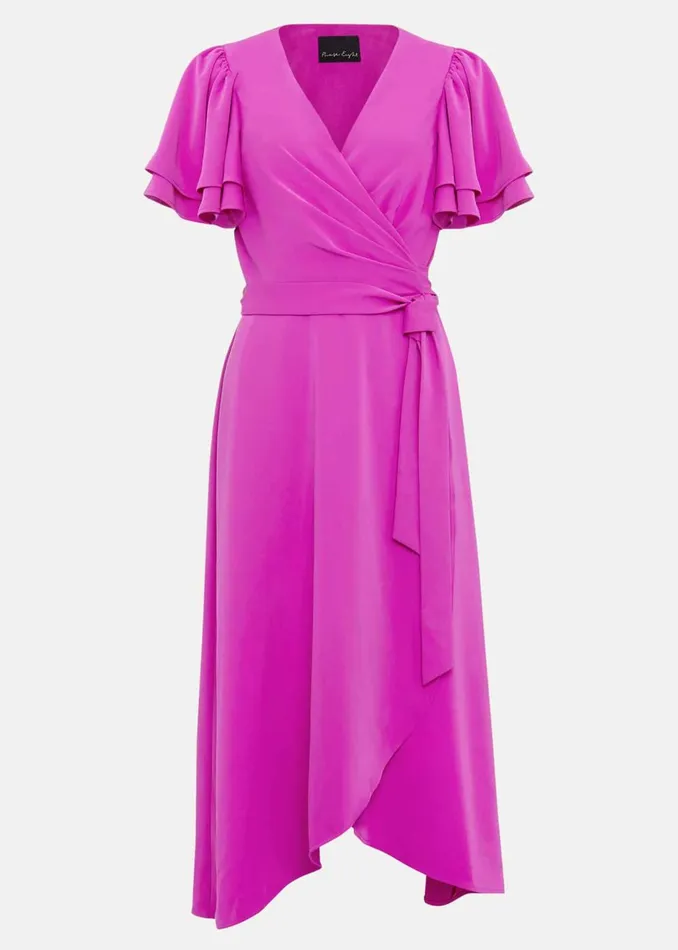 Women Phase Eight Occasion Dresses Gian Magenta Wrap Midi Dress Magenta