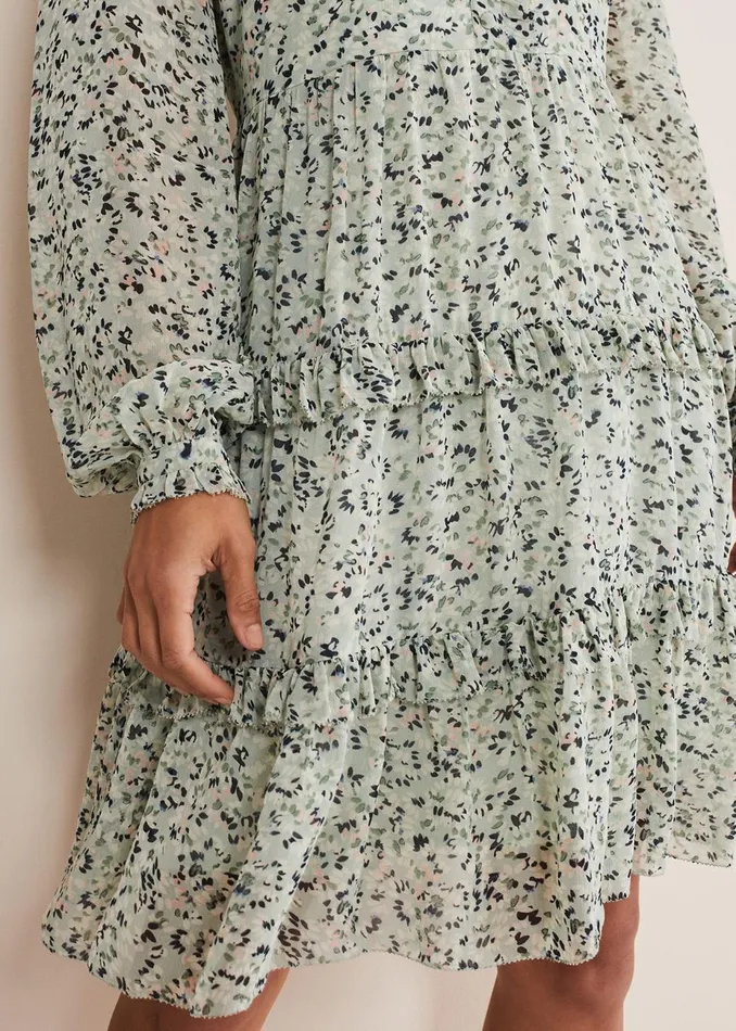 Women Phase Eight Occasion Dresses Harlow Floral Tiered Mini Dress Eau De Nilmulti