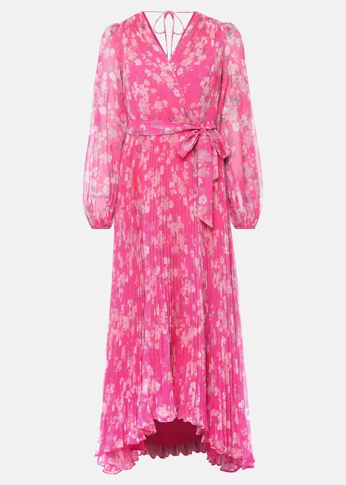 Women Phase Eight Occasion Dresses Hayley Floral Pleated Maxi Dress Neon Pink