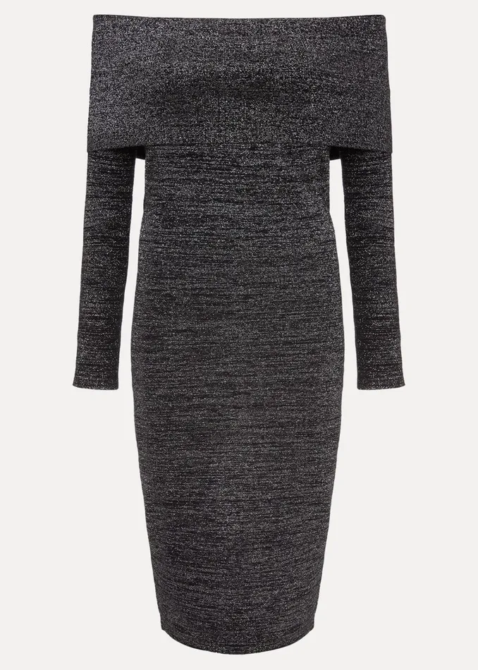 Women Phase Eight Occasion Dresses Heidi Knitted Bardot Dress Blacksilver