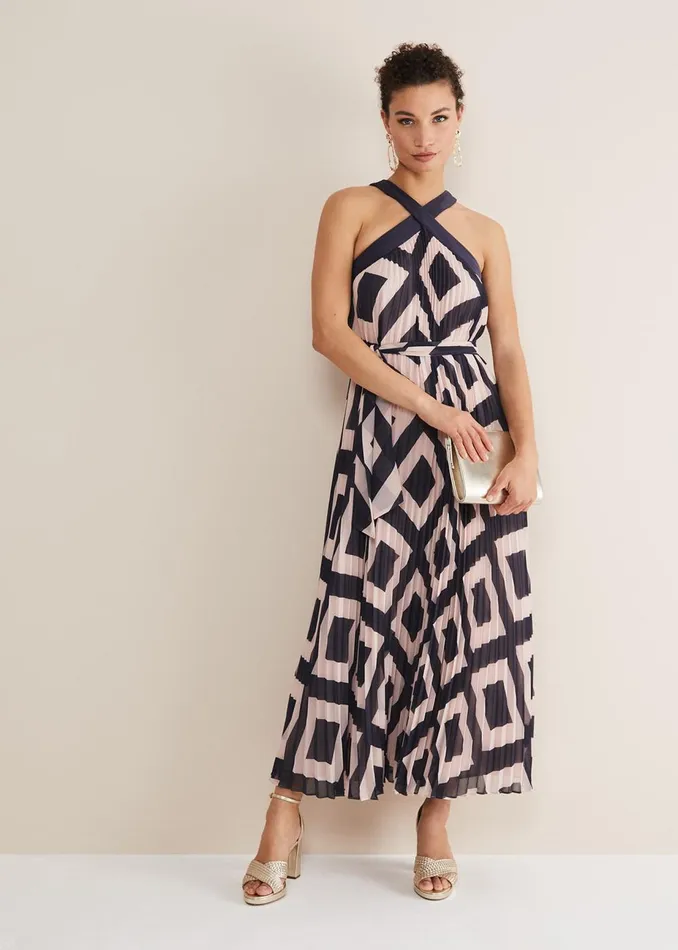 Women Phase Eight Occasion Dresses Hestia Diamond Trapeze Maxi Dress Navypink