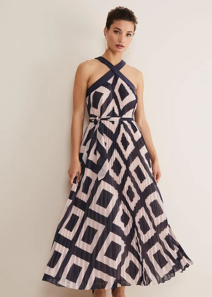 Women Phase Eight Occasion Dresses Hestia Diamond Trapeze Maxi Dress Navypink