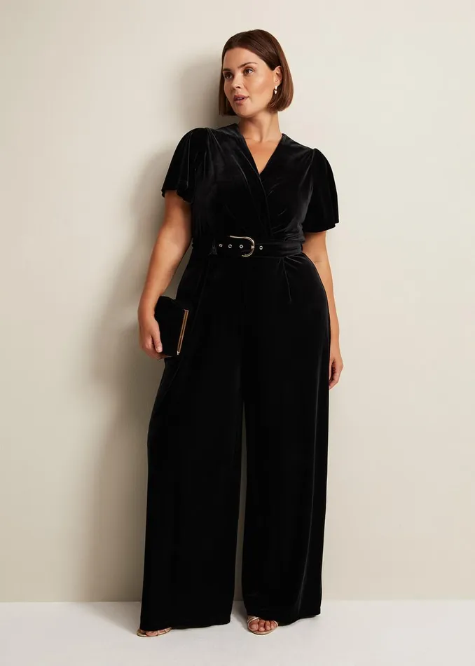 Women Phase Eight Occasion Dresses Holly Black Velvet Jumpsuit Black