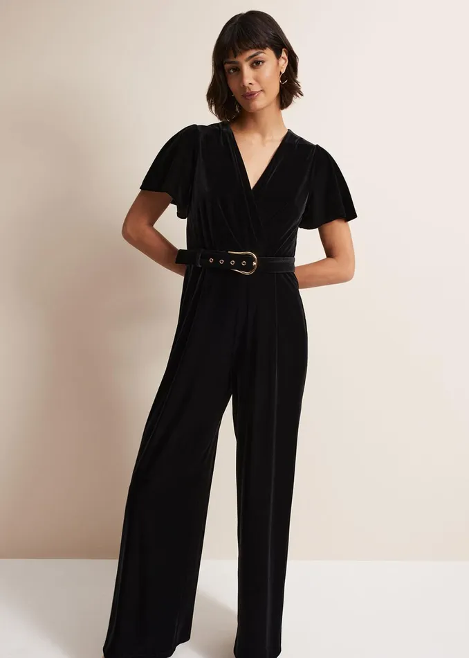Women Phase Eight Occasion Dresses Holly Black Velvet Jumpsuit Black