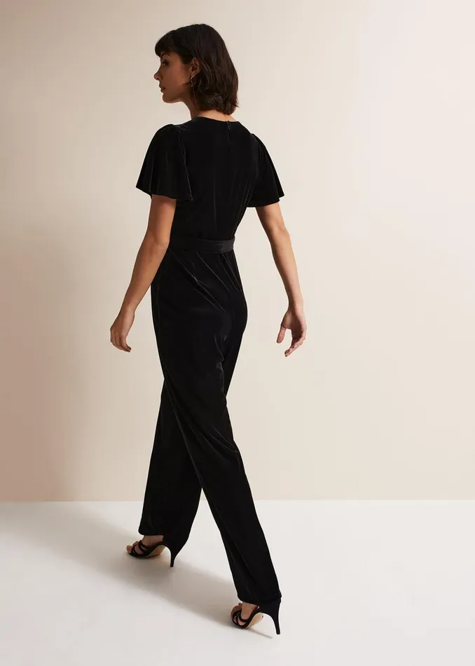 Women Phase Eight Occasion Dresses Holly Black Velvet Jumpsuit Black