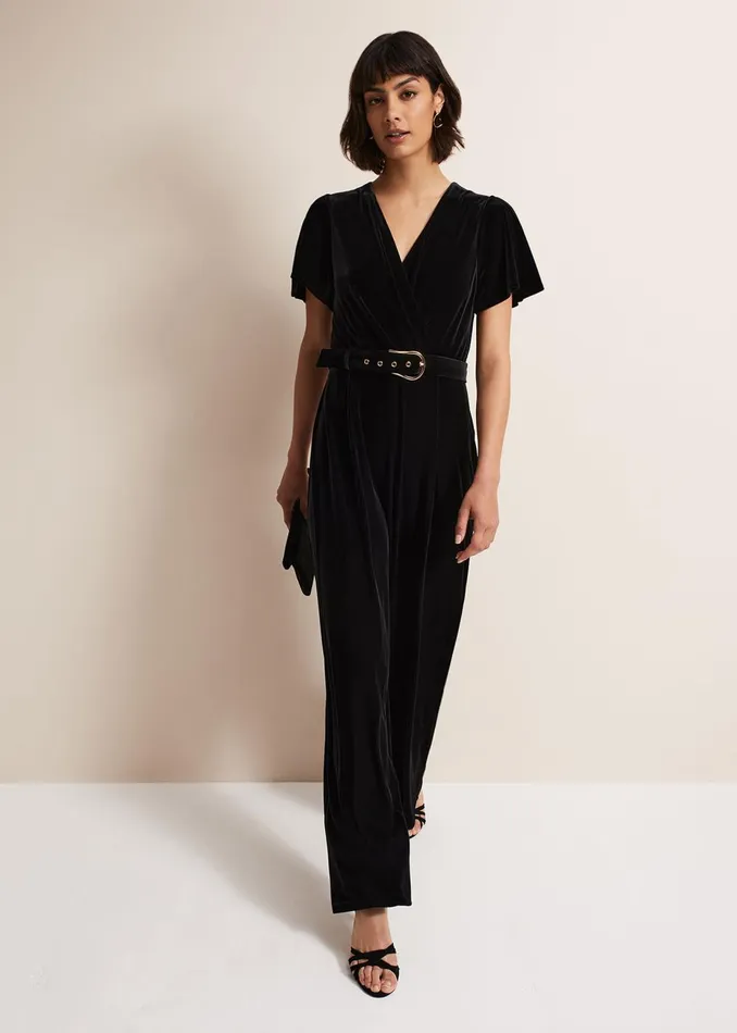 Women Phase Eight Occasion Dresses Holly Black Velvet Jumpsuit Black