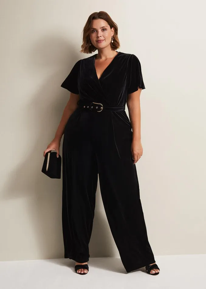 Women Phase Eight Occasion Dresses Holly Black Velvet Jumpsuit Black