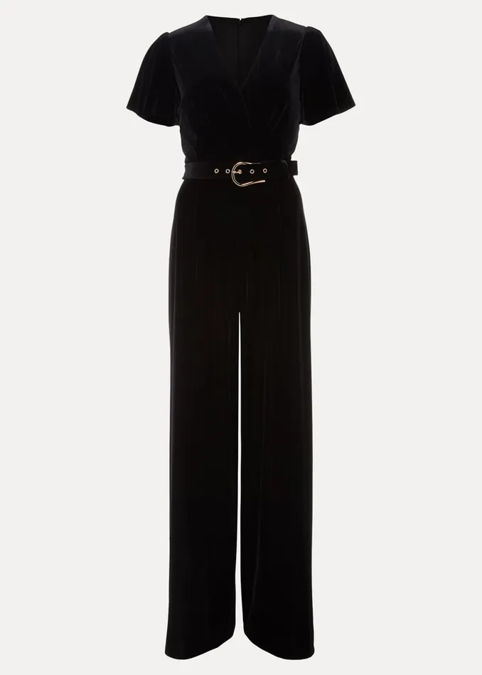 Women Phase Eight Occasion Dresses Holly Black Velvet Jumpsuit Black