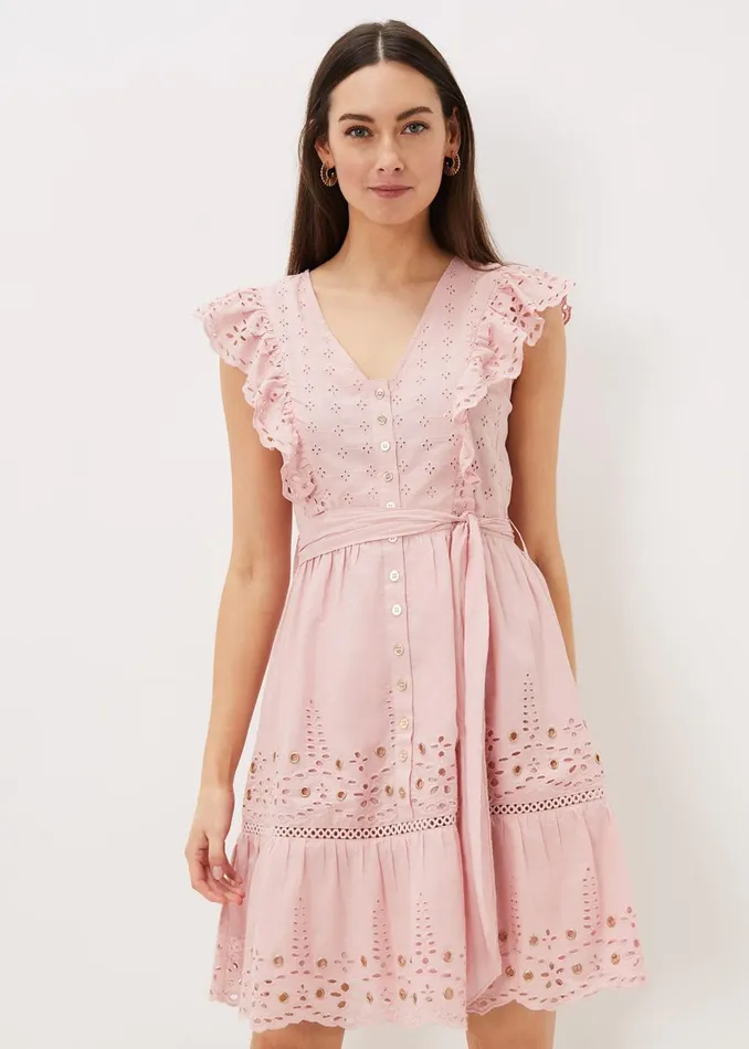 Women Phase Eight Occasion Dresses Illa Broderie Tea Dress Pale Pink