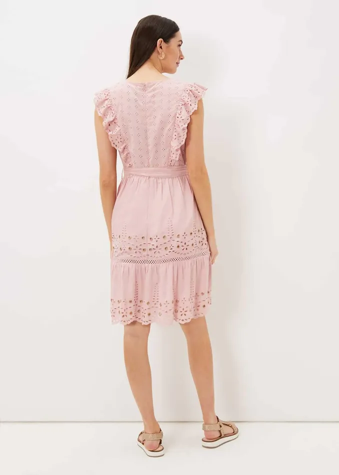 Women Phase Eight Occasion Dresses Illa Broderie Tea Dress Pale Pink