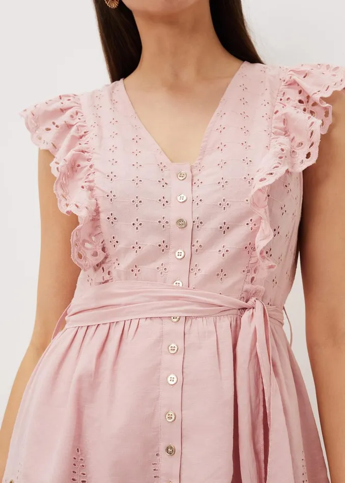 Women Phase Eight Occasion Dresses Illa Broderie Tea Dress Pale Pink