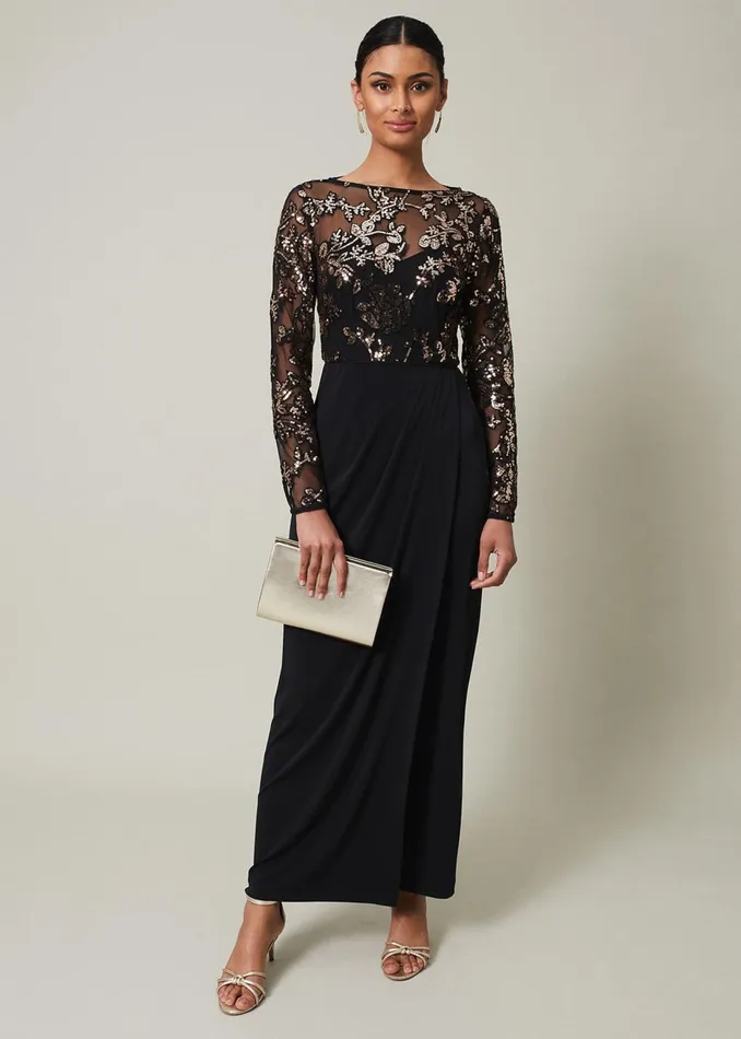 Women Phase Eight Occasion Dresses Jacinta Sequin Jersey Maxi Dress Blackgold Women Phase Eight Occasion Dresses Jacinta Sequin Jersey Maxi Dress Blackgold