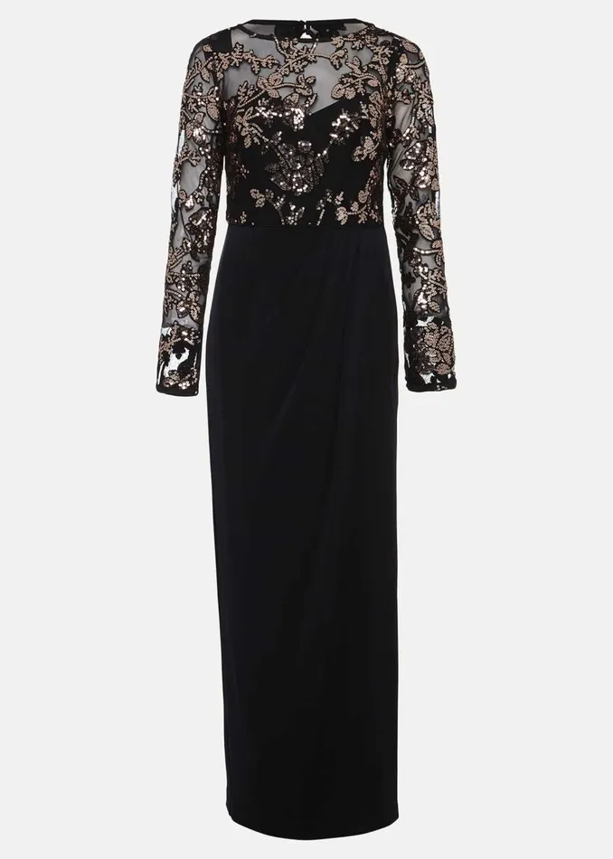 Women Phase Eight Occasion Dresses Jacinta Sequin Jersey Maxi Dress Blackgold
