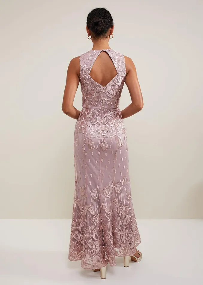 Women Phase Eight Occasion Dresses Jaclyn Embroidered Maxi Dress Pale Pink