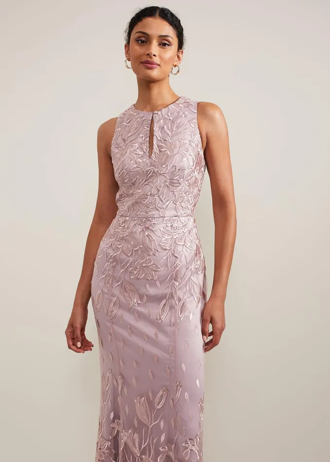 Women Phase Eight Occasion Dresses Jaclyn Embroidered Maxi Dress Pale Pink