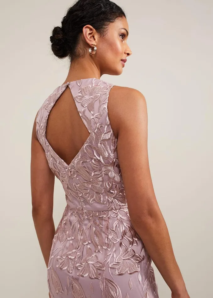 Women Phase Eight Occasion Dresses Jaclyn Embroidered Maxi Dress Pale Pink