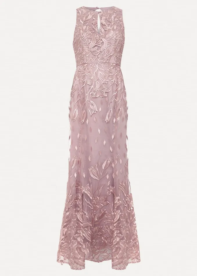 Women Phase Eight Occasion Dresses Jaclyn Embroidered Maxi Dress Pale Pink