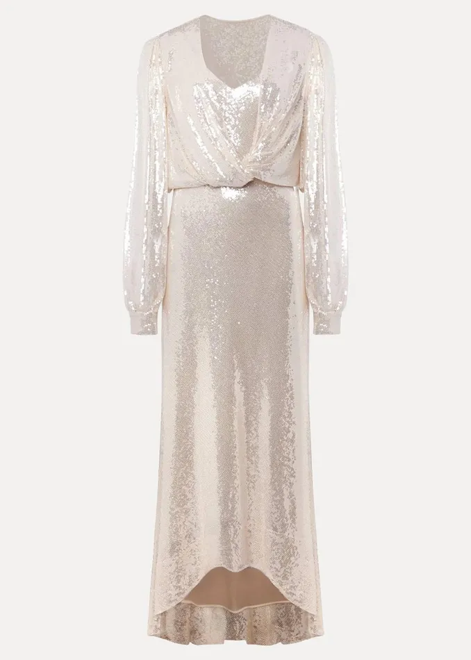 Women Phase Eight Occasion Dresses Jamila Sequin Overlay Maxi Dress Oyster