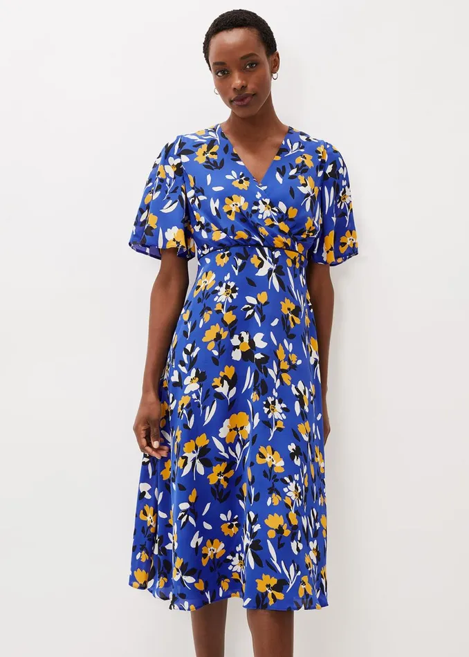 Women Phase Eight Occasion Dresses Jayla Floral Printed Dress Ceruleanalmondcanary