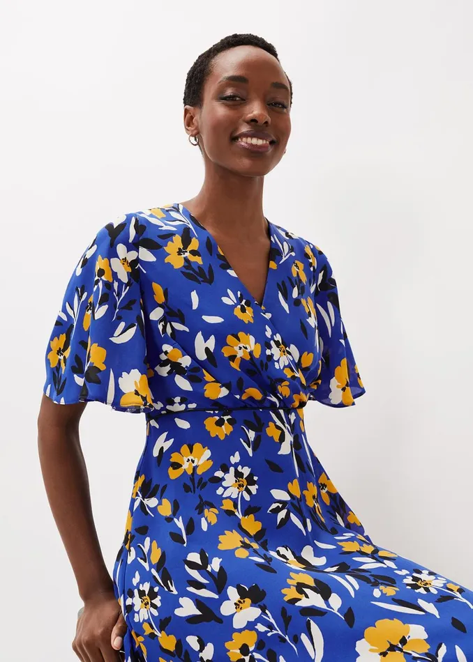 Women Phase Eight Occasion Dresses Jayla Floral Printed Dress Ceruleanalmondcanary