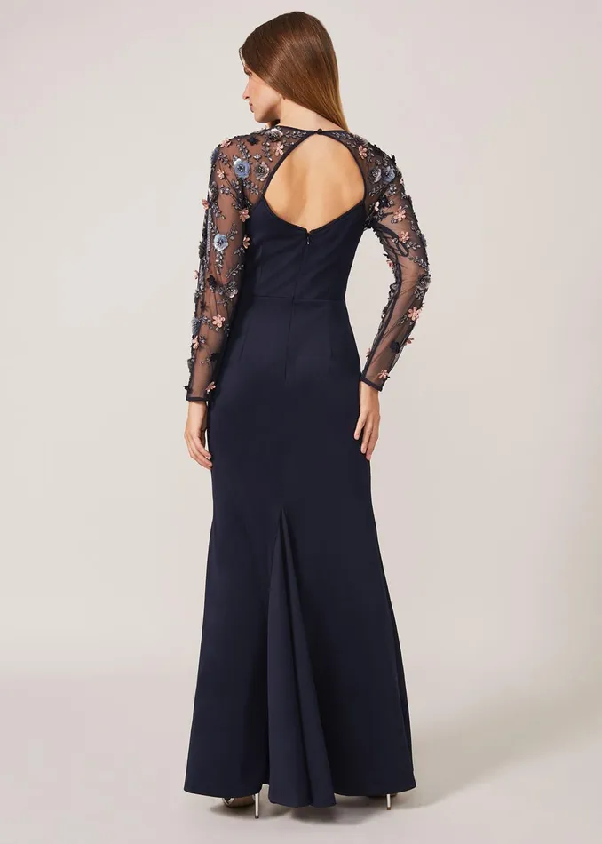 Women Phase Eight Occasion Dresses Jody Sequin Sleeve Maxi Dress Navy