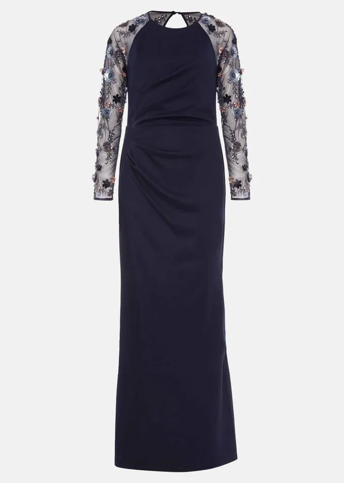 Women Phase Eight Occasion Dresses Jody Sequin Sleeve Maxi Dress Navy