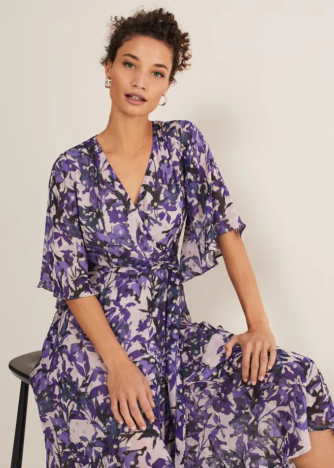 Women Phase Eight Occasion Dresses Juliette Floral Wrap Midaxi Dress Lattemulti