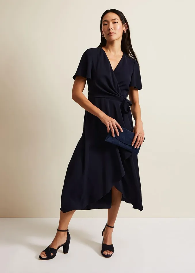 Women Phase Eight Occasion Dresses Julissa Navy Frill Wrap Dress Navy