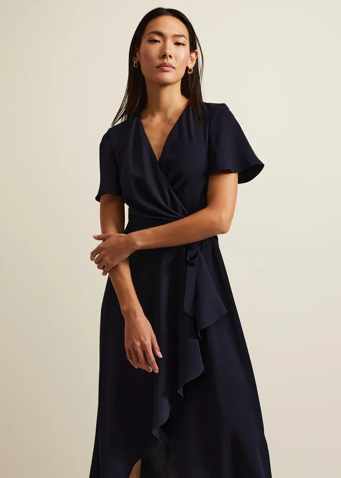 Women Phase Eight Occasion Dresses Julissa Navy Frill Wrap Dress Navy