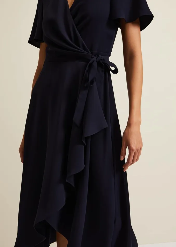 Women Phase Eight Occasion Dresses Julissa Navy Frill Wrap Dress Navy