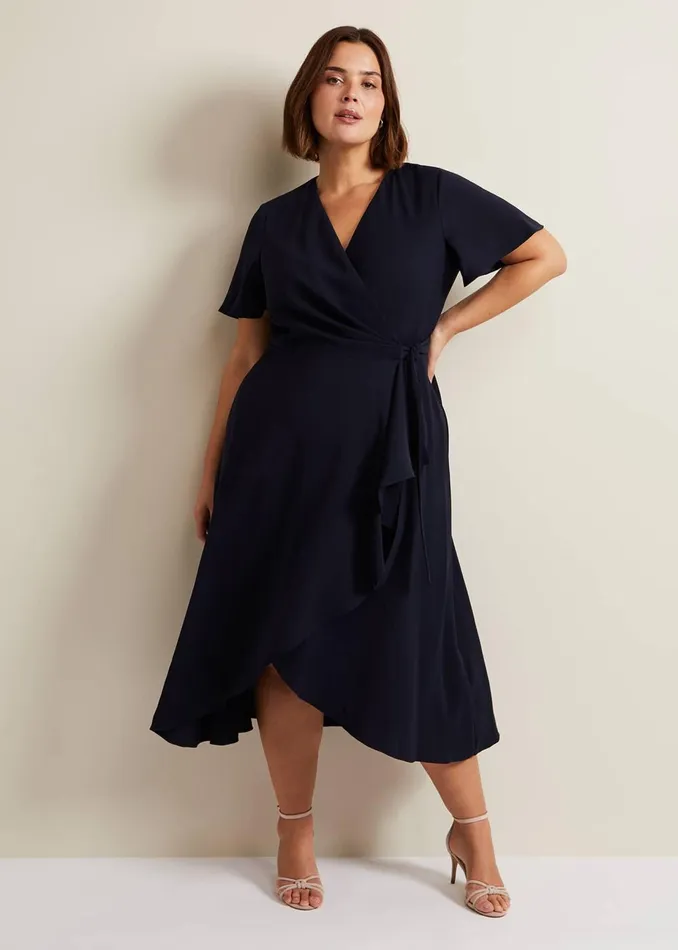 Women Phase Eight Occasion Dresses Julissa Navy Frill Wrap Dress Navy