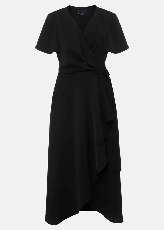 Women Phase Eight Occasion Dresses Julissa Ruffle Wrap Midi Dress Black