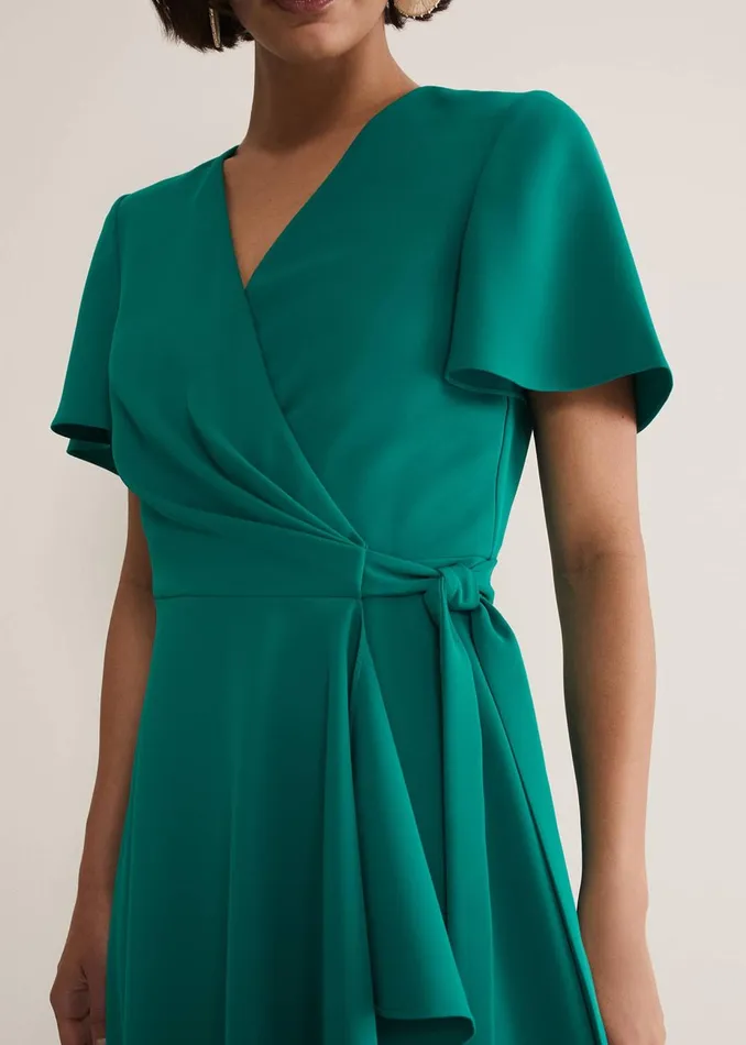 Women Phase Eight Occasion Dresses Julissa Ruffle Wrap Midi Dress Bright Green