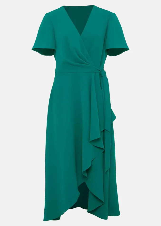 Women Phase Eight Occasion Dresses Julissa Ruffle Wrap Midi Dress Bright Green