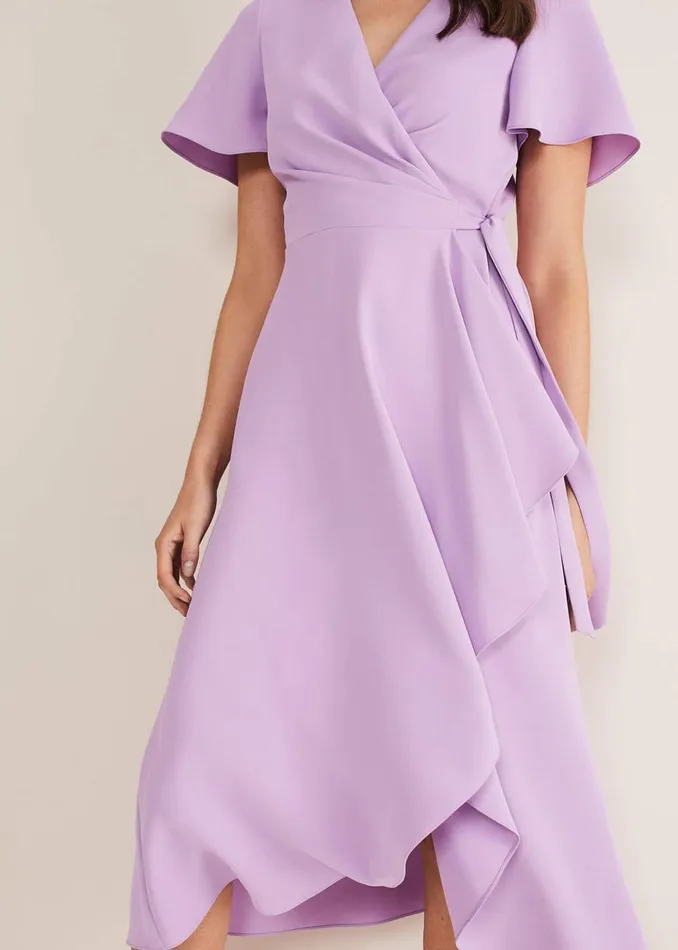 Women Phase Eight Occasion Dresses Julissa Ruffle Wrap Midi Dress Crocus