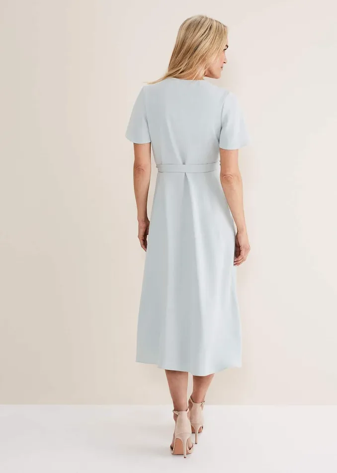 Women Phase Eight Occasion Dresses Julissa Ruffle Wrap Midi Dress Eau De Nil