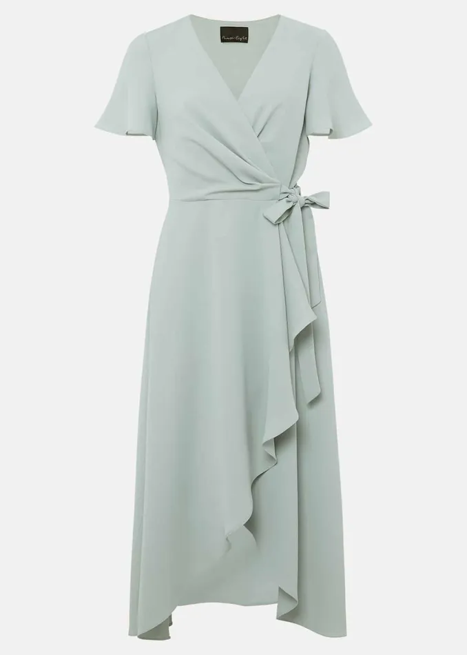 Women Phase Eight Occasion Dresses Julissa Ruffle Wrap Midi Dress Eau De Nil
