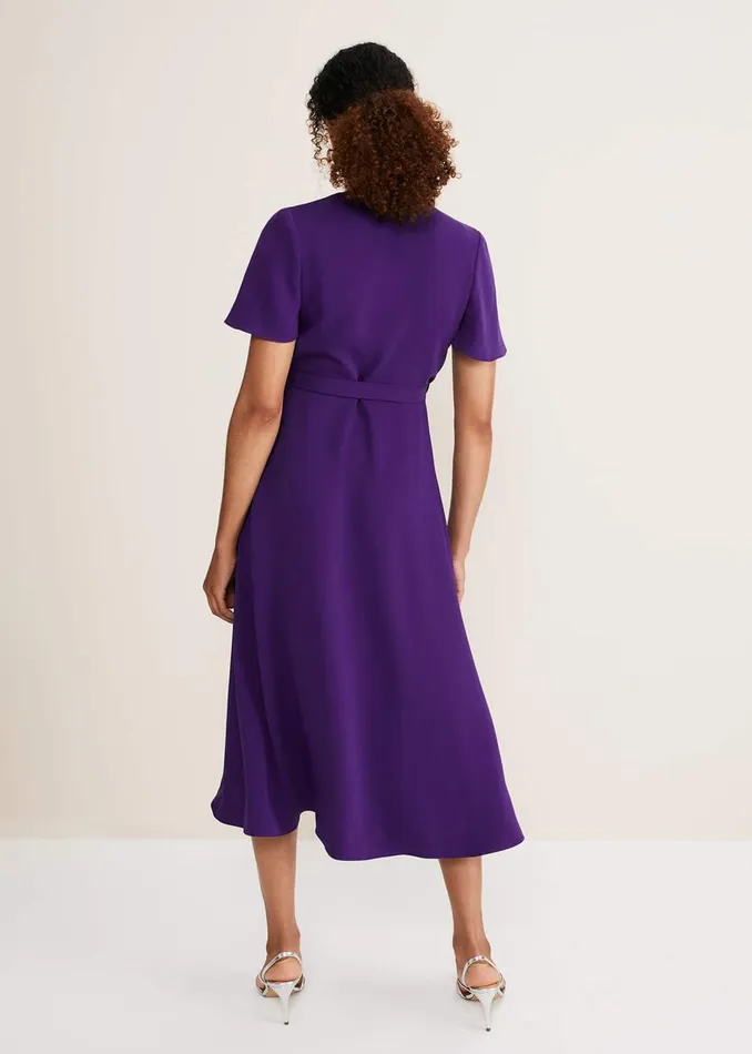 Women Phase Eight Occasion Dresses Julissa Ruffle Wrap Midi Dress Violet