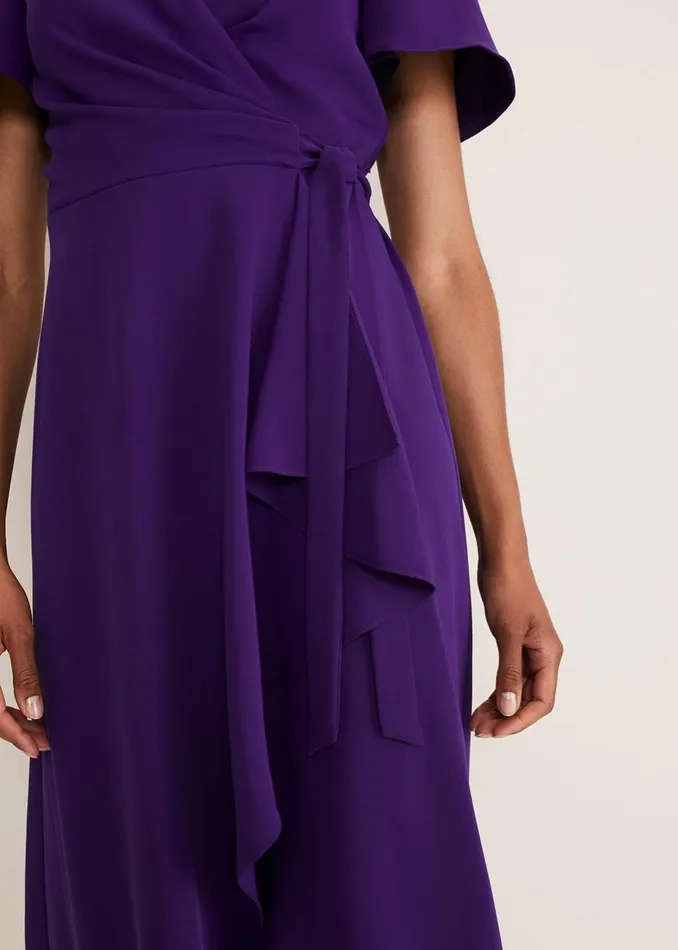 Women Phase Eight Occasion Dresses Julissa Ruffle Wrap Midi Dress Violet