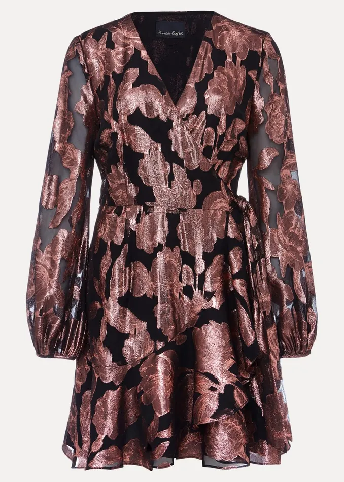 Women Phase Eight Occasion Dresses Juniper Foil Jacquard Wrap Dress Multicoloured