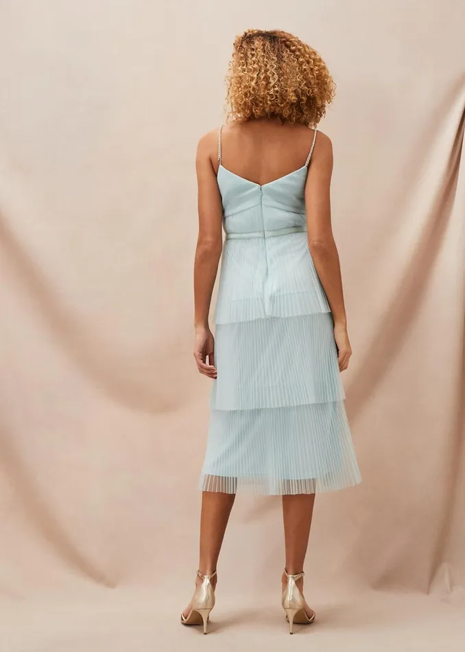 Women Phase Eight Occasion Dresses Kaia Pleated Tulle Midi Dress Eau De Nil